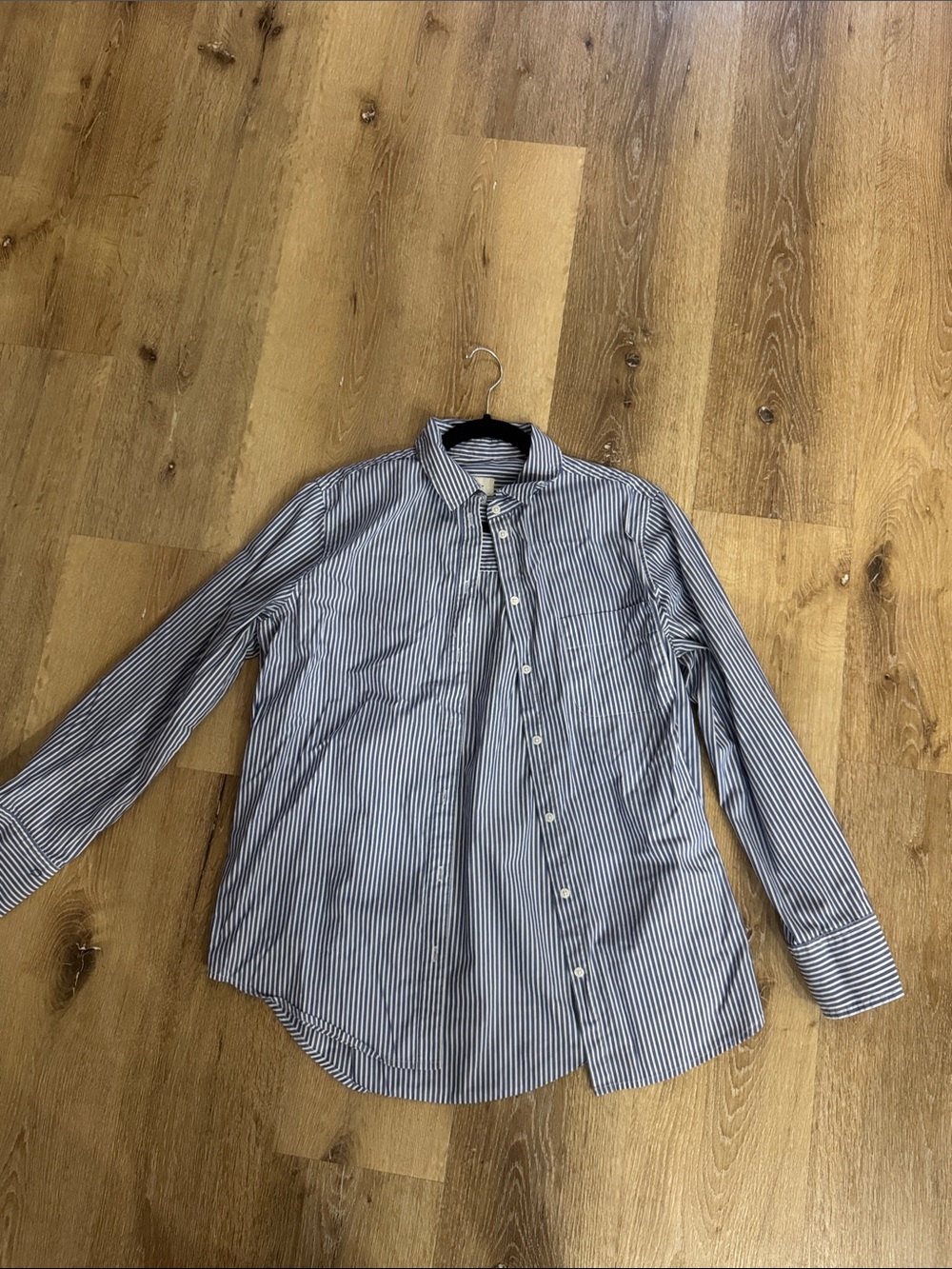 Women’s Blue & White Stripe Button-Up Shirt